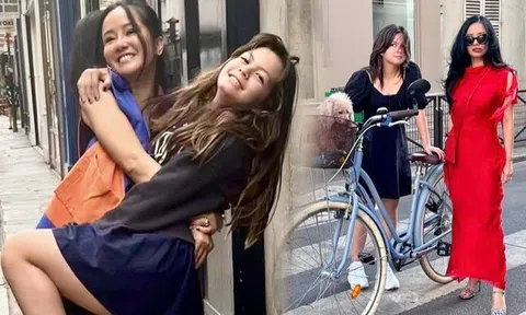 Style nhà giàu của mẹ con Hồng Nhung, lộng lẫy đạp xe đi ăn nhà hàng, con gái lai Tây mặc váy ngắn xinh