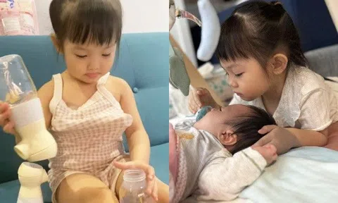 Con trai Cường Đô La khóc vì đói, Suchin hì hụi hút sữa cho em, nhìn "bộ ngực" nhiều người phì cười