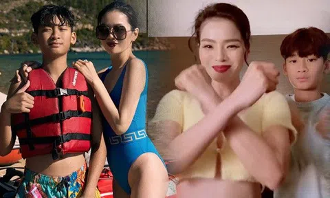 Lệ Quyên khoe dáng nuột nà bên con trai giống Lâm Bảo Châu, dân tình nhận xét "nhăn nheo hết rồi"