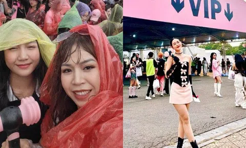 Sao Việt "đu" concert Blackpink: Khánh Thi "bế bụng" dắt theo 2 con nhỏ, bà xã Mạnh Trường đội mưa ướt đẫm