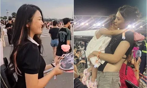 Chíp điệu "Bố ơi mình đi đâu thế" lộ diện cao to hơn mẹ khi đi đu idol, thương nhất là cô bé này mặt sắp khóc đến nơi