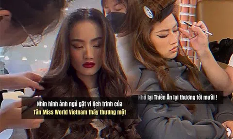 Làm Hoa hậu có gì sướng: Ý Nhi - Thiên Ân vừa ngủ gật vừa được makeup, chẳng lo đẹp xấu