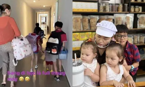 Á hậu Việt khoe ngày đầu đi học của cặp thiên thần "xin giống" Tây, hé lộ học phí 10 chữ số của 5 con