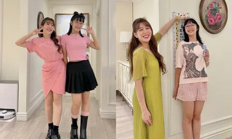 Con gái 12 tuổi của đạo diễn Ai Là Triệu Phú mặc vừa in váy của mẹ, thân hình thiếu nữ nảy nở