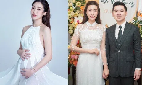 Hoa hậu Đỗ Mỹ Linh lần đầu khoe bụng bầu "vượt mặt"