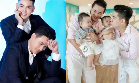 Diễn viên Hà Trí Quang làm đám hỏi với bạn trai đồng giới hậu đón cặp song sinh thiên thần