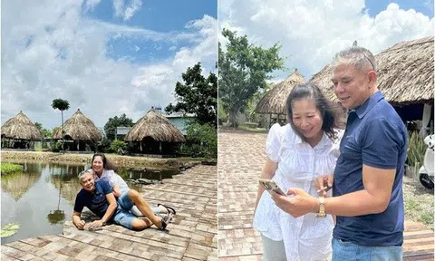 Hồng Vân khoe ảnh lê lết dưới đất tạo dáng chồng tài tử, hành động của Lê Tuấn Anh được nhiều lời khen