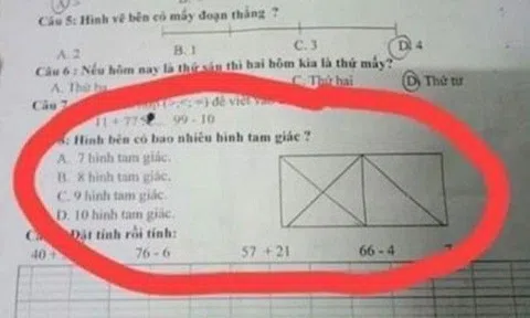 Mẹ làm toán lớp 1 của con đếm được 11 hình tam giác, phụ huynh khác náo loạn vì chỉ đếm được 8