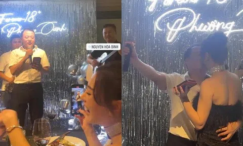 Shark Bình ngại ngùng hát mừng sinh nhật, liên tục "khóa môi" cháy bỏng với vợ trẻ Phương Oanh