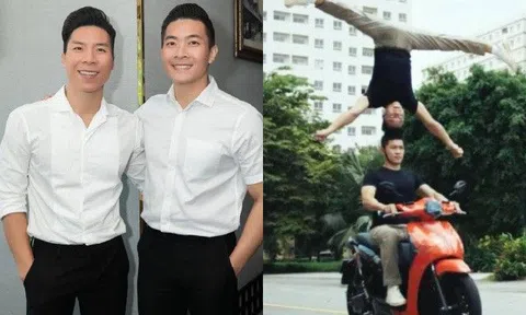 "Hoàng tử xiếc" Quốc Cơ - Quốc Nghiệp trồng cây chuối đội đầu trên xe máy, dân mạng "tá hỏa" nhắc đến Ngọc Trinh