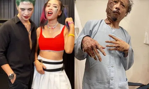 Sao Việt đầu tư "khủng" chơi Halloween: Chồng Ngô Thanh Vân chống nạng vẫn "biến hình" cùng vợ