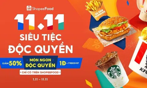 ShopeeFood khao “khủng" ngày 11.11: Ăn ngon chỉ nửa giá, uống trà sữa 1Đ