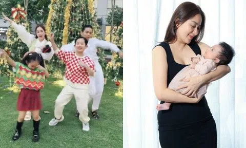 Khánh Thi bế con sơ sinh bằng 1 tay nhảy múa theo Phan Hiển, Lisa nằm im cũng thu hút sự chú ý