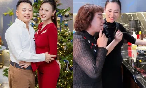 Mẹ bầu Phương Oanh khoe lưng trần trắng ngần kèm tuyệt chiêu giữ chân chồng, Shark Bình cùng mẹ vợ vào bếp