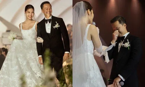 Đám cưới Diễm My 9X: Không gian tiệc cưới xa hoa chuẩn nhà hào môn, chú rể Vinh Nguyễn bật khóc