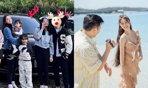 Con gái "ông bầu" Quang Huy thân thiết bên bạn trai của mẹ Phạm Quỳnh Anh, khung cảnh gia đình 5 người thành tâm điểm