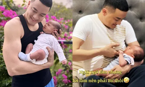 Cao Thái Sơn khoét lỗ trên áo cho con bú, lần đầu khoe cận mặt quý tử và đề cập tới mẹ của bé