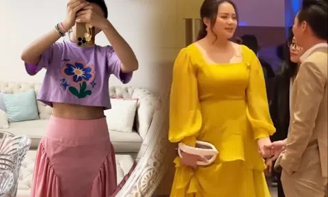 Bà xã đại gia Đức An khoe cơ bụng số 11, eo siêu mỏng, khác xa hình ảnh to gấp đôi chồng