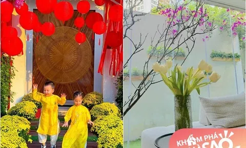 Biệt thự 30 tỷ của Hồ Ngọc Hà đẹp lộng lẫy đón Tết Giáp Thìn, đi làm về mẹ 3 con mải mê ngắm hoa trong nhà