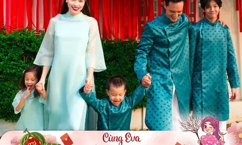 Kim Lý diện áo dài cặp với Subeo, Phạm Quỳnh Anh khoe quà khi 2 con đón Tết cùng chồng cũ