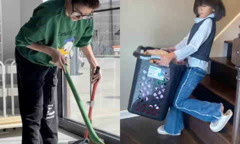 Trang Trần bị nói không có tiền cho bé Kiến Lửa đi học tại Mỹ, làm lao công quét dọn cũng đưa con theo