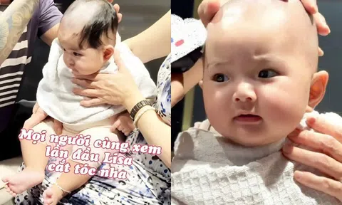 Khánh Thi - Phan Hiển đăng clip cạo trọc "công chúa" Lisa, con gái dù là "bản sao" nhưng nhìn thấy bố là mếu
