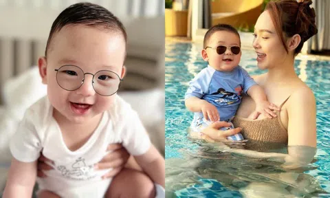 Con trai Minh Hằng mọc răng sữa cực yêu ở tháng thứ 7, diện mạo tuấn tú giống hệt bố đại gia