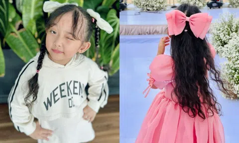 "Mợ Chảnh" nhà Khánh Thi khoe tóc dài phủ lưng, răng sún vẫn được mẹ ủng hộ thi hoa hậu