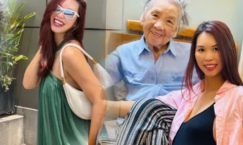 Siêu mẫu Hà Anh "vác" bụng bầu hơn 8 tháng về Hà Nội thăm bà, tăng 11kg khi mang thai con lai thứ 2