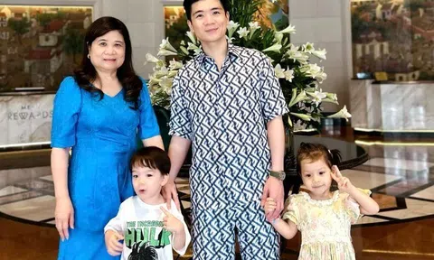 Anh chồng Đỗ Mỹ Linh đi du lịch cùng mẹ ruột "nghìn tỷ", 2 cháu sinh đôi của Bầu Hiển xinh như búp bê