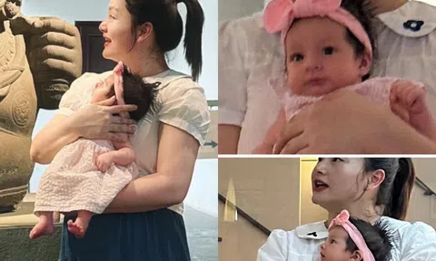 Con gái lai của Lan Phương 2 tháng tuổi tóc đầy đầu bị nhầm thành bé trai, mắt to mũi cao hệt bố Tây