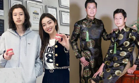 Con trai Jennifer Phạm dậy thì tóc dài ngang vai, cao 1m9, khuôn mặt ngày càng giống hệt bố Quang Dũng