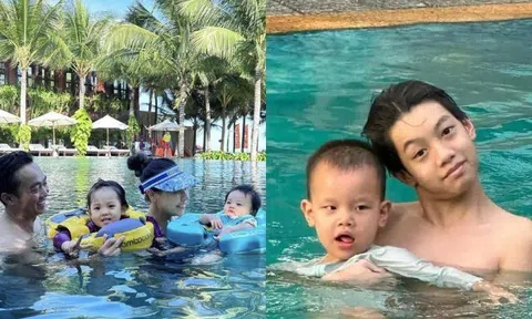 Học sao Việt cho con tập bơi hạn chế rủi ro từ khi còn nhỏ: Lisa - Leon 3 tuổi đã như "kình ngư nhí"