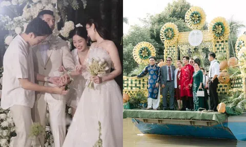 Nghi thức "lạ" trong đám cưới sao Việt: Midu và chồng cho khách mời cột tay, Gin Tuấn Kiệt dùng chẹt đón Puka