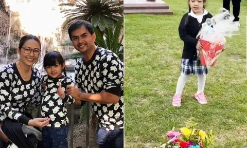 Xót xa khoảnh khắc con gái 4 tuổi của Đức Tiến tốt nghiệp mầm non, cùng mẹ mang giấy khen ra mộ bố thủ thỉ