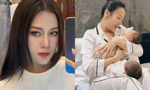 Cặp song sinh vừa đầy tháng, Phương Oanh đã giảm gần 20kg, da dẻ căng mịn như thời còn son
