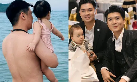 Chồng Đỗ Mỹ Linh âu yếm "gái rượu" được khen giống hệt bố, anh chồng chiều chuộng cặp song sinh trong biệt thự tiền tỷ