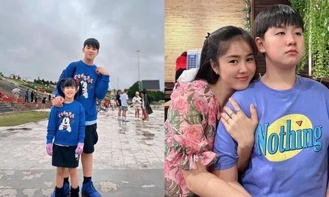 Con trai Quách Ngọc Ngoan cao vượt mẹ Lê Phương, ngày càng ra dáng "nam thần", cực galant với em gái chung nửa dòng máu