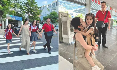 Sau nỗi đau mất quý tử, Đoàn Di Băng lộ diện đưa 3 con gái đi học, sức yếu nhưng cố thực hiện lời hứa