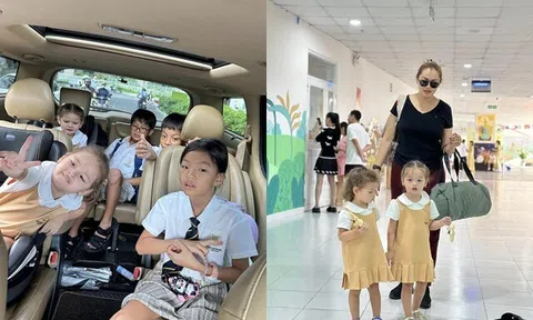 Sao Việt 24h: Á hậu làm mẹ đơn thân của 5 nhóc tì, cảnh đưa các con đi học đầy một xe "gây sốt"