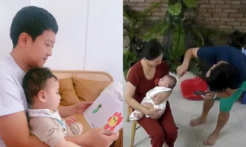 Trường Giang chăm con trai cực khéo, quý tử lộ mặt liền được nhận xét "đúc nguyên khuôn" từ ba danh hài