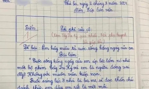 Bài văn 1 điểm của bé trai lớp 3 tả cuộc sống hàng ngày khiến cô giáo "đỏ mặt", lập tức mời phụ huynh đến trường