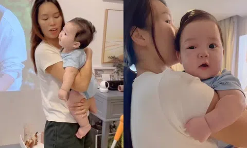 Quý tử lai Tây của Hà Anh sưng húp 1 bên mắt, mẹ bỉm được khen nuôi con khéo nay phải bù xù chăm sóc
