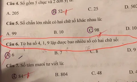 Bài toán "Từ ba số 4,1,9 lập được bao nhiêu số có hai chữ số?" khiến phụ huynh hoang mang vì đáp án của cô giáo