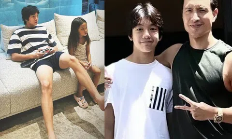Con trai Cường Đô La "khổng lồ" khi ngồi cạnh em gái Lisa, đôi chân dài cơ bắp ở tuổi 14 hút mọi ánh nhìn