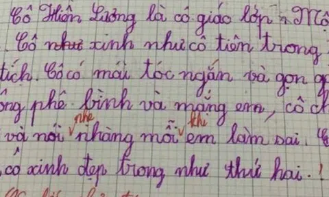 Viết văn tả cô giáo của em, bé lớp 1 chỉ viết 6 dòng nhưng khiến ai đọc cũng “nể”