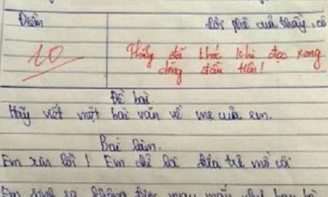 Viết văn tả mẹ, bé trai nhận được điểm 10 tròn trĩnh, thầy giáo bật khóc ngay từ dòng đầu tiên