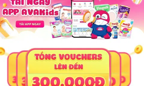 AVAKids tung ưu đãi hấp dẫn khi tải app: voucher 300.000đ, miễn phí giao hàng giúp các mẹ bỉm dễ dàng mua sắm