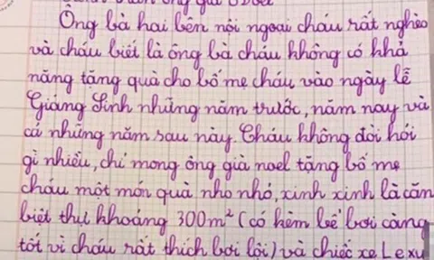 Cô giáo ra đề văn viết thư gửi ông già Noel, bài làm của học sinh khiến ai đọc cũng cười nghiêng ngả