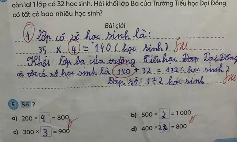 Bài toán lớp 3 gây gây tranh cãi: Học sinh không sai, cô giáo không sai, lỗi tại người ra đề